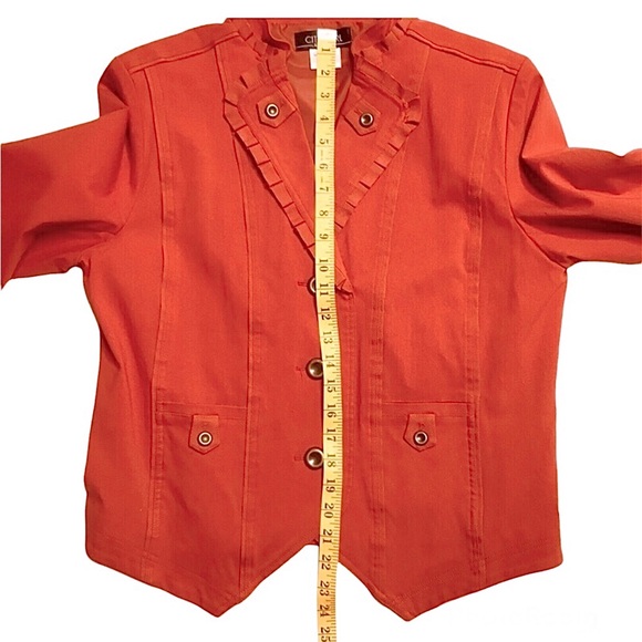 Nancy Bolen City Girl Ruffled Collar Structured Blazer Size M - Picture 10 of 11